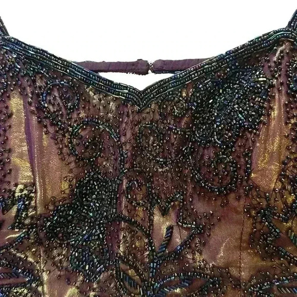 Y2K Je Matadi 100% Silk Beaded Ombré Mermaid Skirt And Halter Top Size Small - Picture 4 of 16